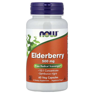 NOW Foods, Elderberry, 500 mg, 60 Veg Capsules
