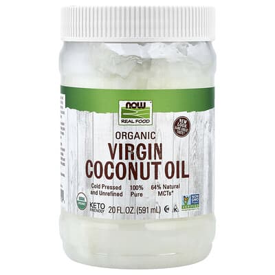 NOW Foods, Real Food, Organic Virgin Coconut Oil, 20 fl oz (591 ml)