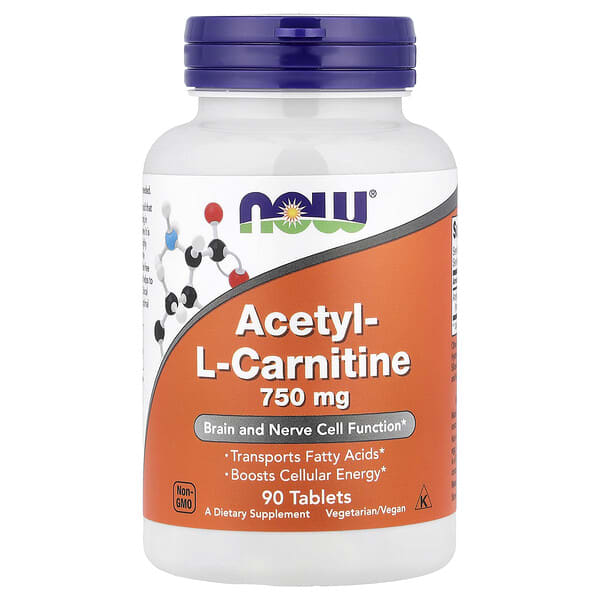 NOW Foods, Acetyl-L Carnitine, 750 mg, 90 Tablets