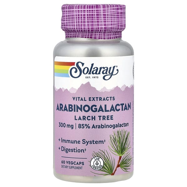 Solaray, Vital Extracts, Arabinogalactan, Larch Tree, 300 mg, 60 Vegcaps