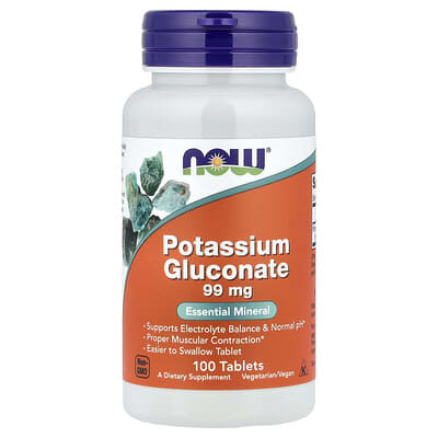 NOW Foods, Potassium Gluconate, 99 mg, 100 Tablets