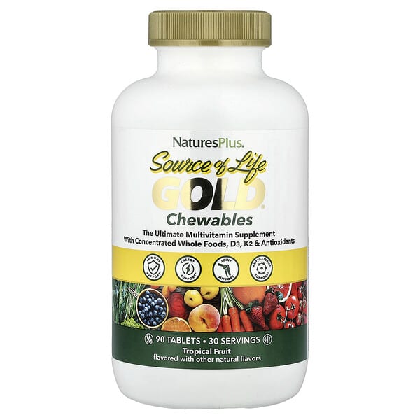NaturesPlus, Source of Life Gold® Chewables, Tropical Fruit , 90 Tablets