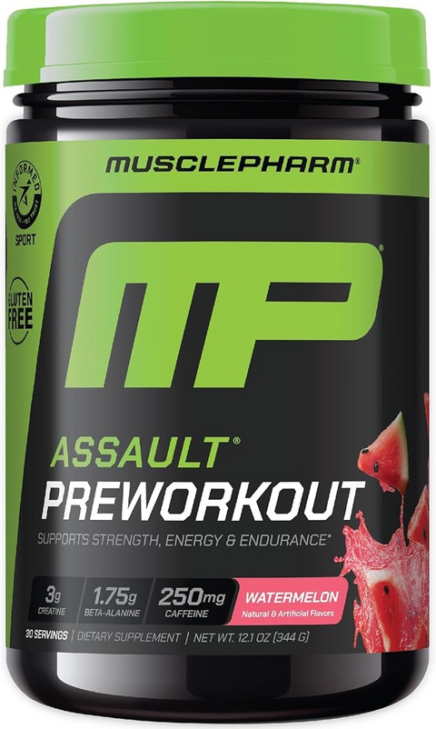MusclePharm Assault Energy  Strength, Pre Workout, Watermelon, 12.1 oz