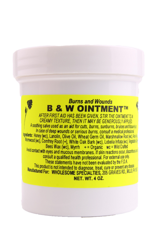 B and W Ointment , (Burn and Wound ointment) Amish Made, Natural Burn Cream, 4oz