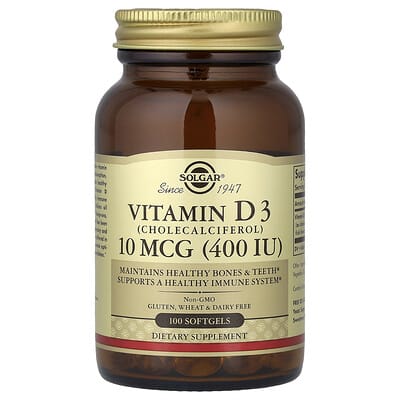 Solgar, Vitamin D3 (Cholecalciferol), 10 mcg (400 IU), 100 Softgels