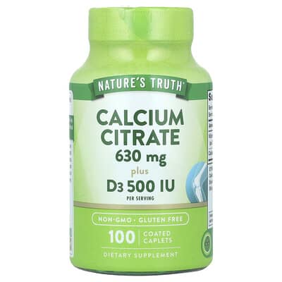 Nature's Truth, Calcium Citrate Plus D3, 100 Coated Caplets