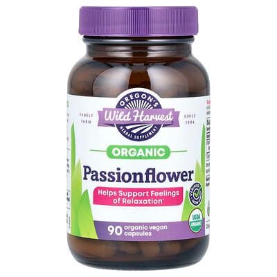Oregon's Wild Harvest, Organic Passionflower, 800 mg, 90 Organic Vegan Capsules (400 mg per Capsule)