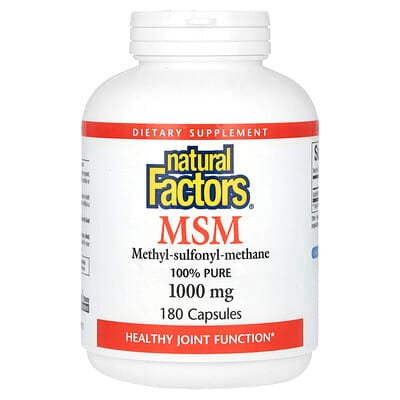 Natural Factors, MSM, Methyl-Sulfonyl-Methane, 1,000 mg, 180 Capsules