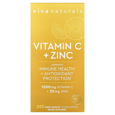 Viva Naturals, Vitamin C + Zinc, 250 Veggie Capsules
