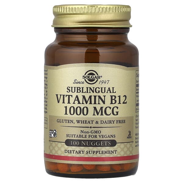 Solgar, Vitamin B 12, Sublingual , 1,000 mcg, 100 Nuggets