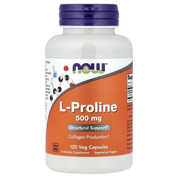 NOW Foods, L-Proline, 120 Veg Capsules (0.5 g per Capsule)