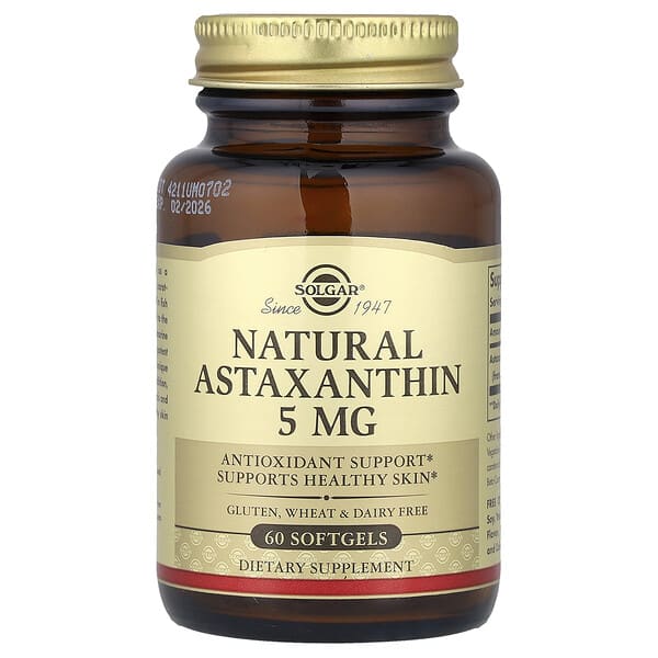 Solgar Natural Astaxanthin, 5 mg, 60 Softgels