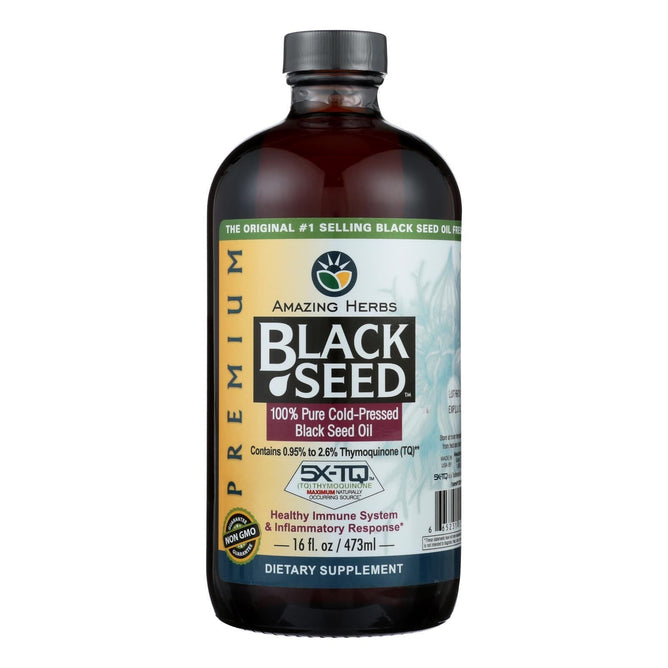 amazing herbs black seed oil 16 oz, 100% Pure Cold-Pressed Black Cumin Seed Oil
