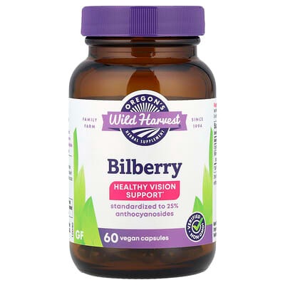 Oregon's Wild Harvest, Bilberry, Healthy Vision Support, 60 Vegan Capsules