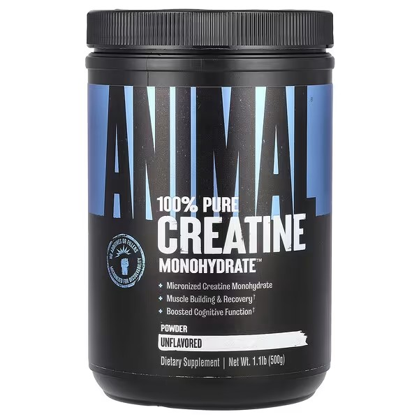 Creatin Powder, Animal, 100% Pure Creatine Monohydrate™ Powder, Unflavored, 1.1 lb (500 g)
