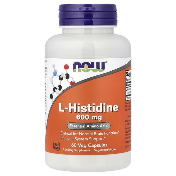 NOW Foods, L-Histidine, 600 mg, 60 Veg Capsules