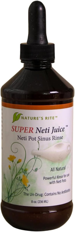 Nature's Rite Colloidal Silver - Super Neti Juice, Neti Pot Sinus Rinse - Nasal Rinse Cleaner Bottle, Nasal Lavage for Sinus and Mucus Relief 8 oz (New)