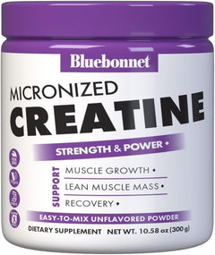 BlueBonnet Nutrition Micronized Creatine Monohydrate 5 g – Supports Lean Muscle Mass* - Non-GMO, Vegan, Kosher Certified, Gluten-Free, Soy-Free, Milk-Free – Unflavored, 10.58 OZ, 60 Servings