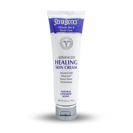 Silver Biotics Nano Silver Healing Lotion Cream Lavender Scent Infused SilverSol and Hyaluronic Acid | All Natural Ingredients to Heal, Smooth Your Skin Blemishes and Scars (3.4 oz.)