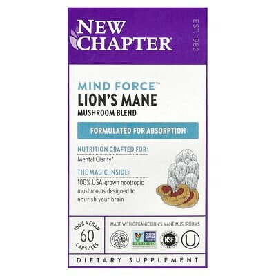 New Chapter, Lion's Mane, 60 Vegan Capsules