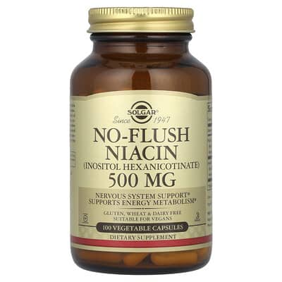 Solgar, No-Flush Niacin, 500 mg, 100 Vegetable Capsules