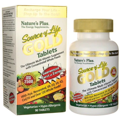 Natures Plus Source Of Life, Gold Tablets Ultimate Multi-Vitamin with Concentrated Whole Foods - 90 Tablets