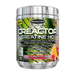 Muscletech Creactor Micronized Creatine and Creatine HCl Powder, Muscle Builder & Recovery, Fruit Punch Extreme, 120 Servings (269g)