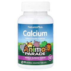 NaturesPlus, Animal Parade®, Calcium Children’s Chewable Supplement, Vanilla Sundae, 90 Animal-Shaped Tablets
