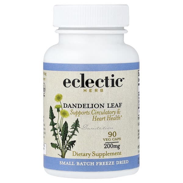 Eclectic Herb, Dandelion Leaf, Supports Circulatory & Heart Health, 200 mg, 90 Veg Caps