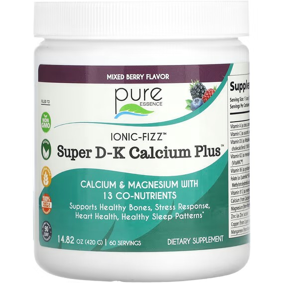 Mixed Berry, Ionic - Fizz, Super D-K Calcium Plus, 14.82 oz, Pure Essence