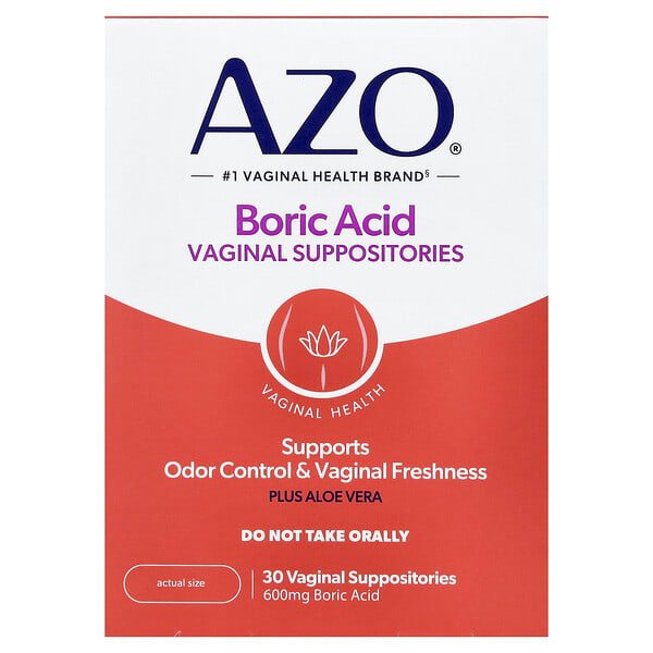 AZO, Boric Acid, Vaginal Suppositories, 600 mg, 30 Suppositories