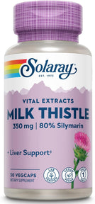 SOLARAY Milk Thistle Seed Extract 350 mg Guaranteed to Contain 80% Silymarin, Traditional Liver Support, Vegan & Lab Verified for Quality, 30 Servings, 30 VegCaps