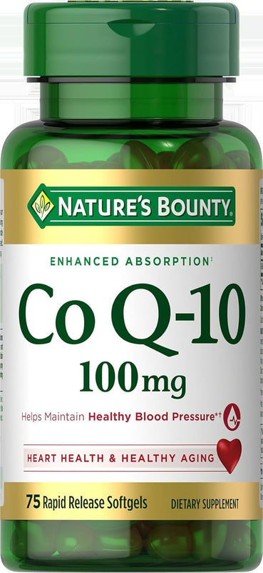 Nature's Bounty CoQ10, Helps Maintain Healthy Blood Pressure, 100 mg, Rapid Release Softgels, 75 Count