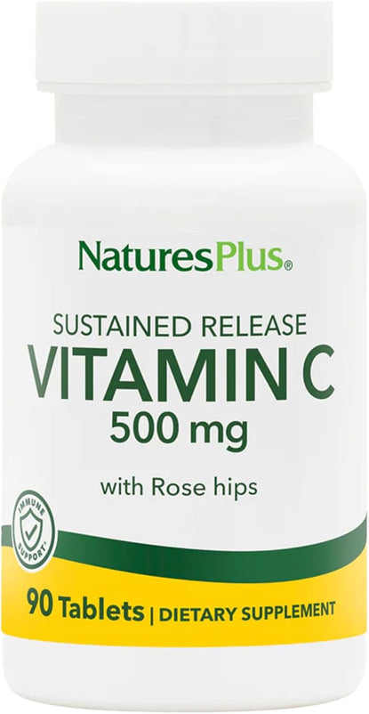 NaturesPlus Vitamin C 500 mg with Rose Hips - 90 Sustained Release Tablets - Supports Immune Health, Energy & Antioxidant Protection - Gluten Free, Vegetarian - 90 Servings