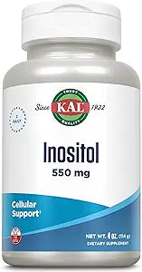 KAL Inositol Powder 550mg, Brain Health, Nervous System & Mood Support Supplement, Cellular Health Support, Enhanced Absorption Formula, Easy to Mix, Approx. 207 Servings, 4oz