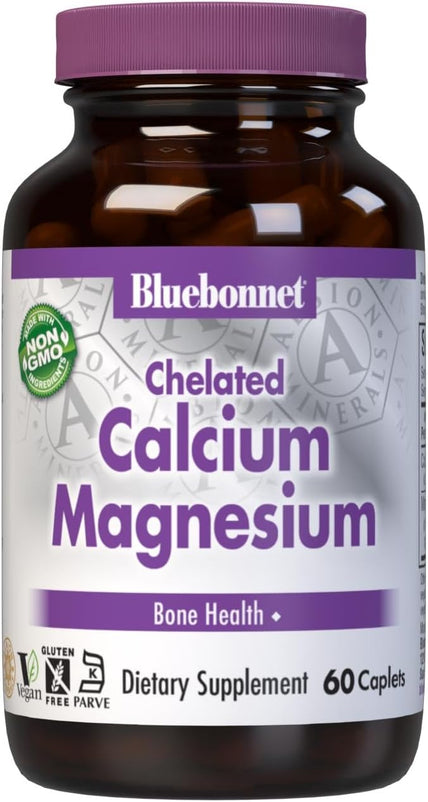 Bluebonnet Albion Chelated Calcium Magnesium Caplets, 60 Count