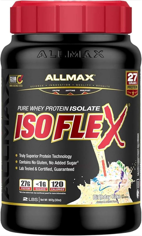 ALLMAX ISOFLEX Whey Protein Isolate, Birthday Cake, 2 lb