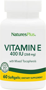 NaturesPlus Vitamin E 400 IU Mixed Tocopherol - 60 Softgels - Supports Immune Health & Antioxidant Protection - Gluten Free - 60 Servings