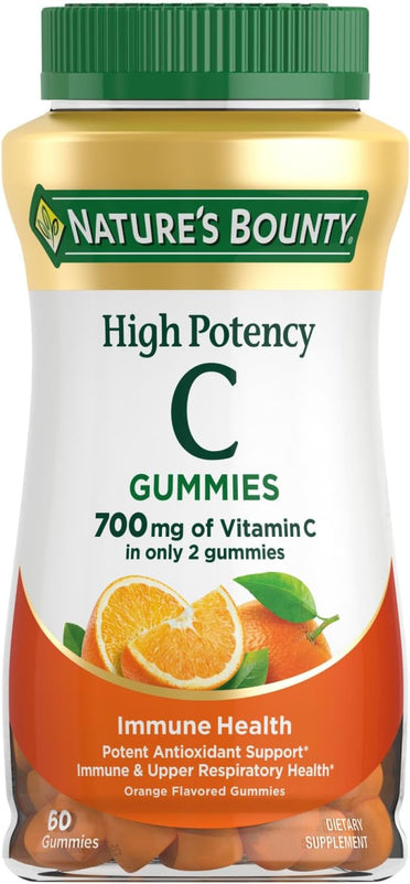 vitamin c gummies nature's bounty, 700mg, High Potency Vitamin C Gummies for Adults, Immune Support Supplement, Dietary Supplement, Orange Flavor, 60 Chewable Vitamin C Gummies