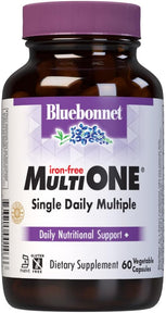 Bluebonnet Nutrition Multi One (iron Free) Vegetable Capsules for Complete Full Spectrum Multiple, B Vitamins, General Health, Gluten free, milk free, kosher, 60 Vegetable Capsules, 2 Month Supply