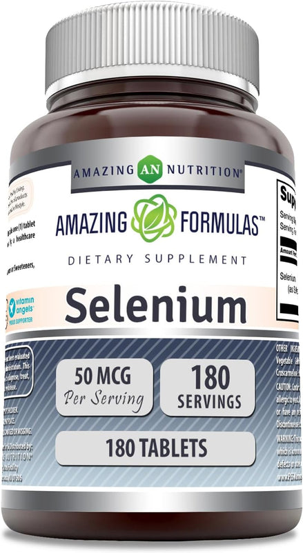 Amazing Formulas Selenium 50 Mcg per Serving | 180 Tablets Supplement | Non-GMO | Made in USA
