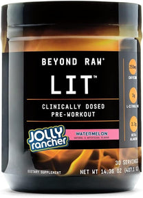 BEYOND RAW LIT | Clinically Dosed Pre-Workout Powder | Contains Caffeine, L-Citruline, and Beta-Alanine, Nitrix Oxide and Preworkout Supplement | Jolly Rancher Watermelon | 30 Servings