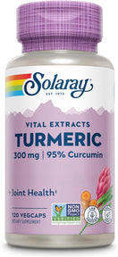SOLARAY Turmeric Supplement 300 mg - Turmeric Root Extract with 95% Curcumin - Joint Support Supplement for Joint Health and Comfort - Non-GMO, Vegan, Gluten Free, 60-Day Guarantee, 120 Servings