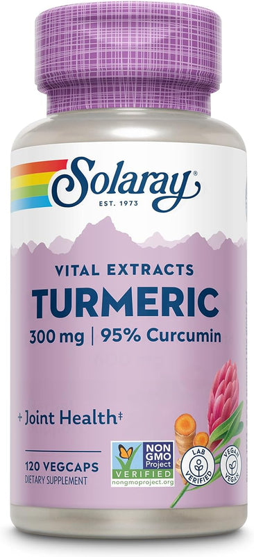 SOLARAY Turmeric Supplement 300 mg - Turmeric Root Extract with 95% Curcumin - Joint Support Supplement for Joint Health and Comfort - Non-GMO, Vegan, Gluten Free, 60-Day Guarantee, 120 Servings