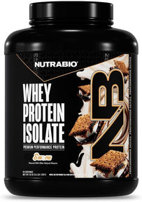 NutraBio 100% Whey Protein Isolate Protein Powder, 25g Protein with Complete Amino Acid Profile, Non-GMO, Soy & Gluten Free, Low Carb, Low Calorie, S'Mores, 50 Servings