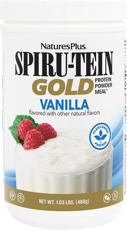 NaturesPlus SPIRU-TEIN GOLD, Vanilla - 1.03 lb - Plant-Based Protein Powder - Vitamins & Minerals for Energy - Vegetarian, Gluten Free - 13 Servings