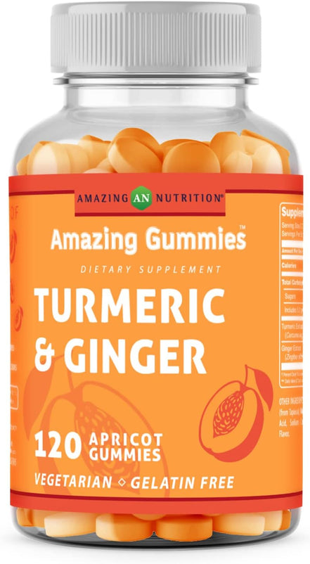 amazing nutrition Formulas Turmeric Curcumin 270 Mg with Ginger Supplement | 12 Mg Per Serving | 120 Gummies | Apricot Flavor | Non-GMO | Gluten-Free | Made in USA