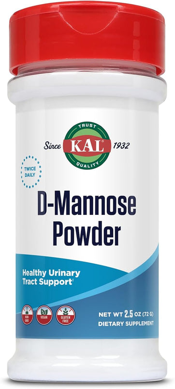 KAL D Mannose Powder 1600 mg, Easy-to-Mix, Fast-Dissolving D-Mannose - Urinary Tract Health and Bladder Support - Unflavored Powder, Non-GMO, Vegan, Gluten Free, 60-Day Guarantee, 45 Servings, 2.5oz
