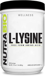 NutraBio L-Lysine Powder - Pure Grade Amino Acid - 500 Grams - Essential Amino Acid - Non-GMO - Gluten-Free - Vegan