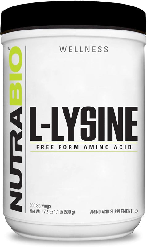 NutraBio L-Lysine Powder - Pure Grade Amino Acid - 500 Grams - Essential Amino Acid - Non-GMO - Gluten-Free - Vegan